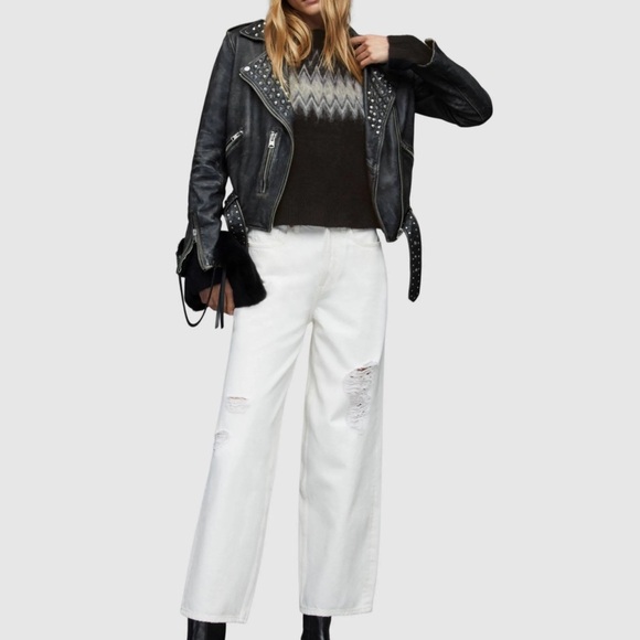 ALL SAINTS CLYDE KNIT JUMPER BLACK WOOL BLEND SWEATER SZ SM - Picture 6 of 11